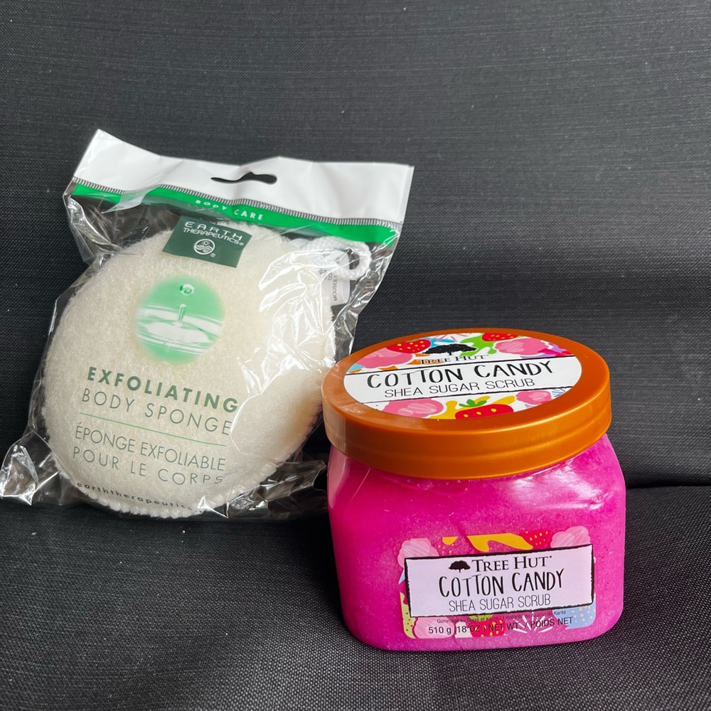 Bundle Tree Hut Scrub cotton candy and exfoliating body sponge